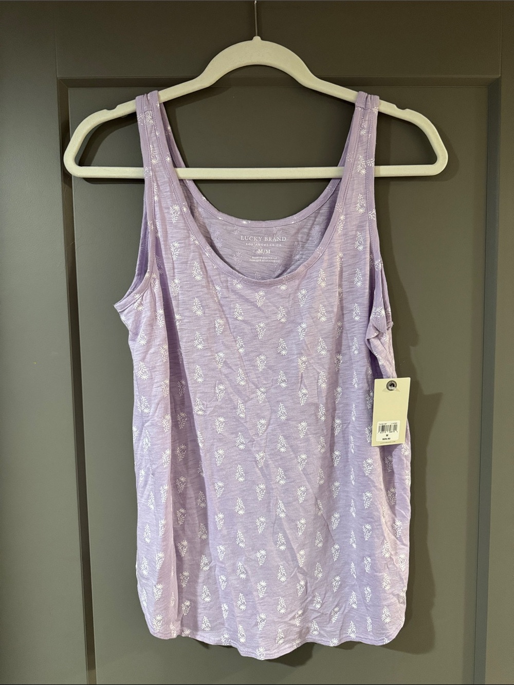 Lucky Brand Lavender Scoop Neck Tank with White Floral Print